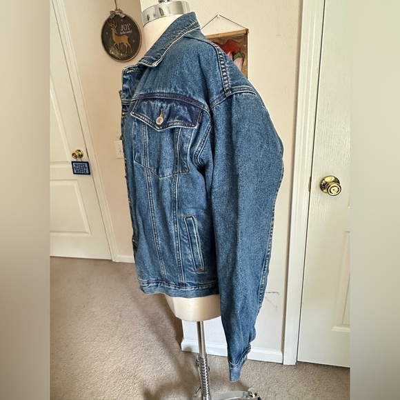 1980s Vintage Retro 80s McCarthy Jeans Oversized Denim Jacket Unisex Size L - Picture 3 of 11